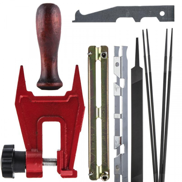 Заточной набор DDE 10 в 1 (нап 4,0х2шт,4,8х2шт,пл.нап,шаблон,планка,ручка,скребок,струбцина) 242-915