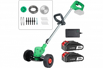 Газонокос.акк. ZITREK GreenCut 20 Pro (20В, 2акк*2Ач, пластик.нож - 5шт, металл нож - 5шт, диск 1шт, катушка, леска, Li-ion, колеса)  082-2005