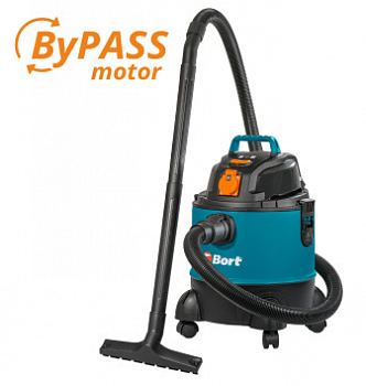 Пылесос BORT BSS-1220-Pro (1,25кВт, 20л, шланг 2м, розетка 2кВт, сухая и влажная уборка)  98291797