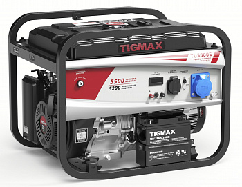 Электростанция бенз.TIGMAX  TU5800E (5,2/5,5кВт, 220В, двиг. TX190FE, 420см3,  13л.с., бак 24л, ЭЛСТАРТ, 72кг) 