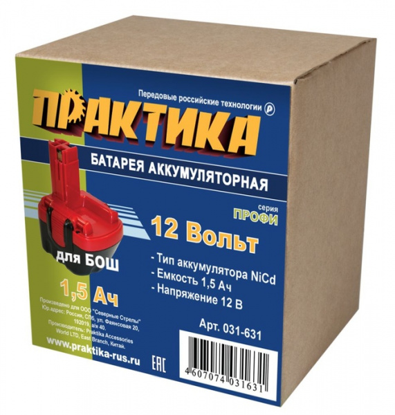 Аккумулятор Практика 12В 1,5А/ч Ni-Cd д/BOSCH 031-631